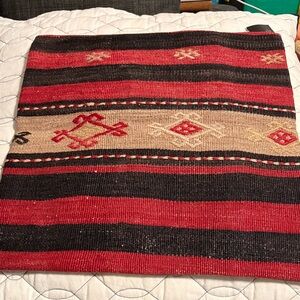 Decorative Southwestern Stripe Accent Pillow Cover in Red, Black & Tan